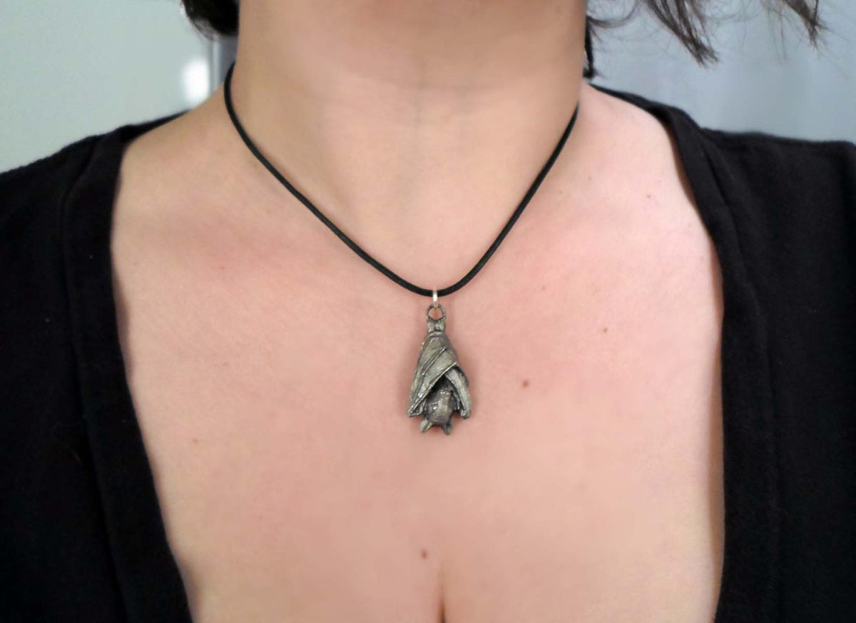 Fruit Bat Pendant | Gothic Necklace, Hanging Bat Pendant, Bats Lovers Gift | Handmade Goth Pendant, Vampire Jewelry, Animal Accessory