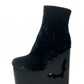 Deadwood Black Velvet Wedge Boot