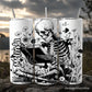 Gothic Reading Skeleton 20oz Personalized Tumbler With Lid and Stainless Steel Straw, Floral Spooky Bookworms Gift Cup