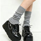 New Arrival Gothic Black Rivets Platform Creepers Shoes White Chain Decor Goth Creepers Chunky Lace Up Lolita Casual Shoes