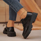 Pu Leather Platform Oxford Shoes Women 2026 Plus Size 42 Lace-Up Single Shoes Woman Comfort Non Slip Thick Sole Student Shoes