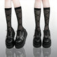 Size 42 Gothic Black Platform Creepers Shoes White Smooth Faux Leather Goth Creepers E-girl Chunky Lace Up Lolita Casual Shoes