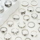 51pcs Gothic Punk Ring Set For Women Men Fashion Butterfly Heart Snake Design Match Ring Daily Wear Halloween Jewelry Gifts New