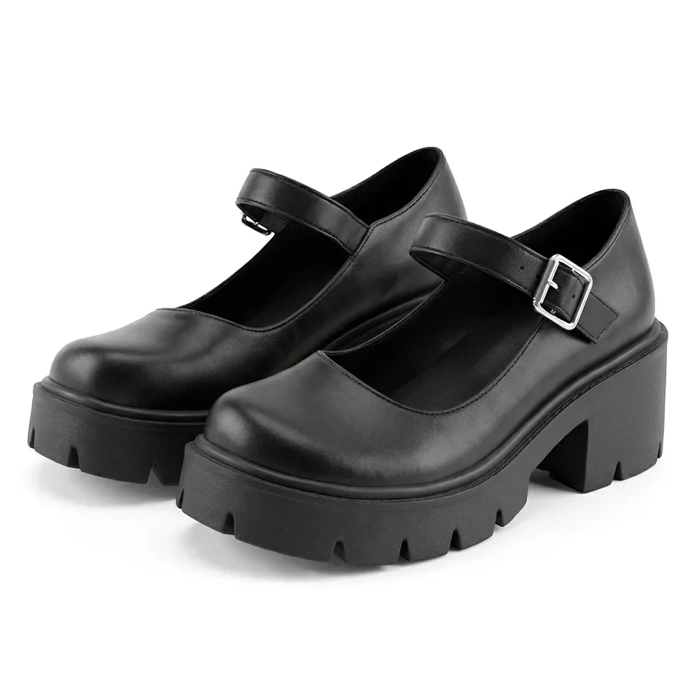 2026 Plus Size 44 Sweet Violet Mary Janes Pumps Gothic Black Red 6cm Square Heels Cute Lolita Platform Shoes Women