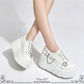 New Arrival Gothic Black Rivets Platform Creepers Shoes White Chain Decor Goth Creepers Chunky Lace Up Lolita Casual Shoes