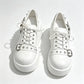 New Arrival Gothic Black Rivets Platform Creepers Shoes White Chain Decor Goth Creepers Chunky Lace Up Lolita Casual Shoes