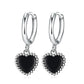 925 Sterling Silver Black Heart Earrings For Women Wedding Luxury Elegant Jewelry Accessories 2024 Trend Jewellery