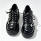 New Arrival Gothic Black Rivets Platform Creepers Shoes White Chain Decor Goth Creepers Chunky Lace Up Lolita Casual Shoes