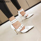 NASBAVI Black Punk Gothic High Heels Sexy Plus Size Pointed Toe Fashion Buckle Rivet Women Pumps Wedding Shoes Stiletto Heels