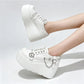 New Arrival Gothic Black Rivets Platform Creepers Shoes White Chain Decor Goth Creepers Chunky Lace Up Lolita Casual Shoes