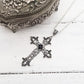 Large Detailed Cross Drill Pendant Necklace Silver Color Tone Gothic Punk Jewellery
