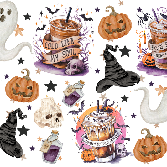 Halloween Fall Coffees Glass Cups