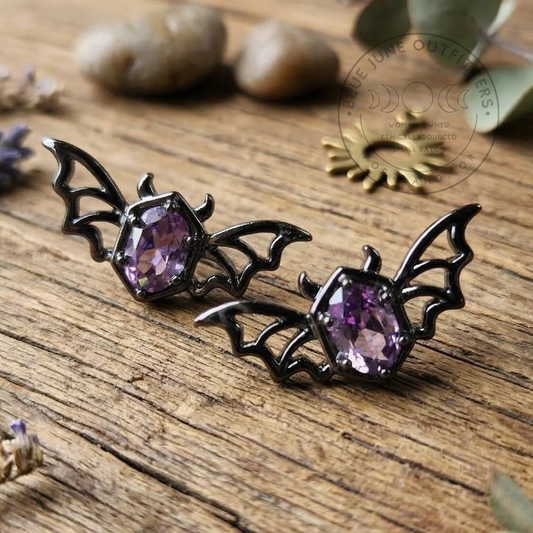 BAT STUD EARRINGS WITH SPLARKLING ZIRCON STONES