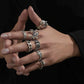 Dark Gothic Animal Skull Ring 7-Piece Set