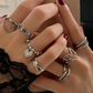 Dark Gothic Animal Skull Ring 7-Piece Set