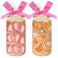 LeeSky 2 Pack Halloween Ghost Glass Tumblers 16Oz Pink Orange Lids Straws